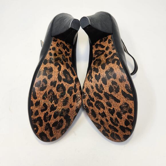 Bettie Page Shoes by Ellie Black Leather Mary Jane Pumps Heels Size 10 Pinup. - Picture 8 of 9